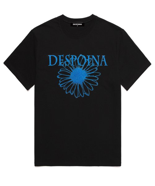 Glitter Flower Short Sleeve T-shirt (DPTS002) Black/S.Blue