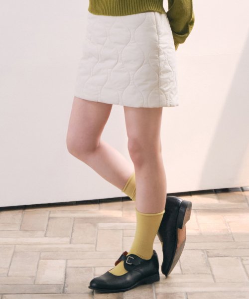 Women's Quilted Mini Skirt Ivory