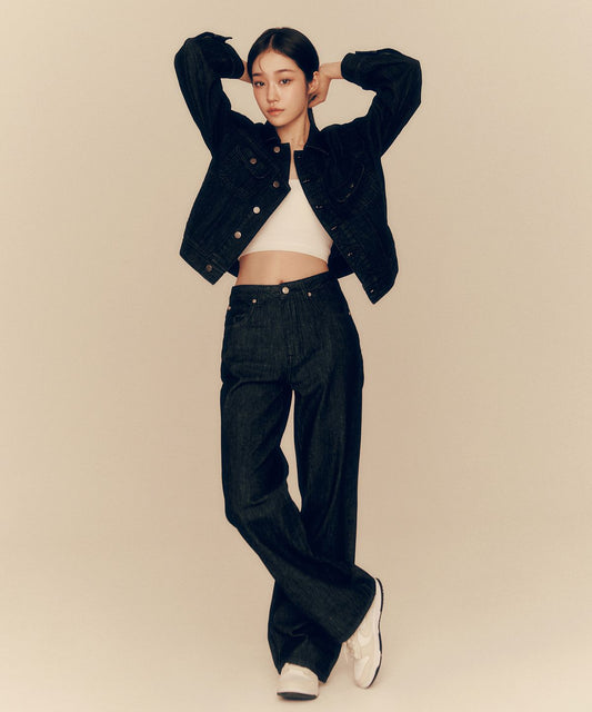[Noh Yoon-seo PICK] Women's Straight Fit Denim Pants Black