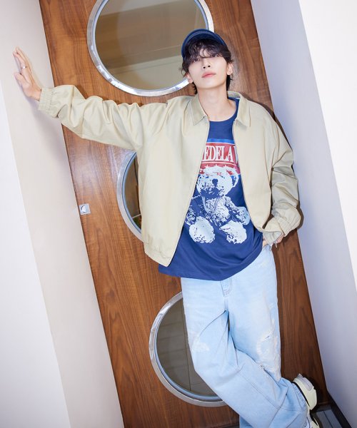 SYMBOL DESTROYED WASHING DENIM PANTS BLUE