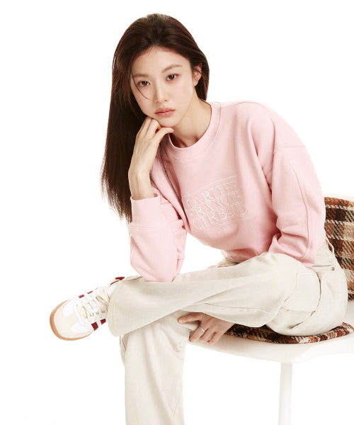 W CLASSIC LOGO CROP SWEATSHIRT baby pink