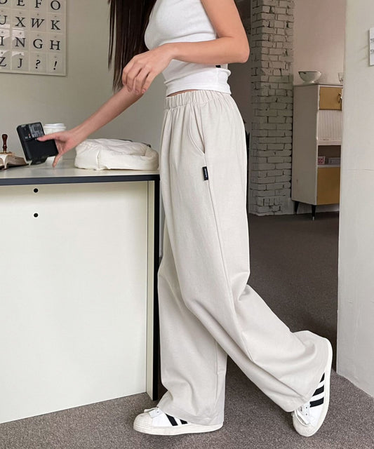 Wide Banding Cotton Pants [Light Gray]