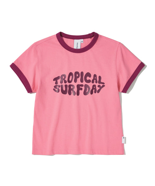 Tropical Graphic Ringer T-Shirt_Pink