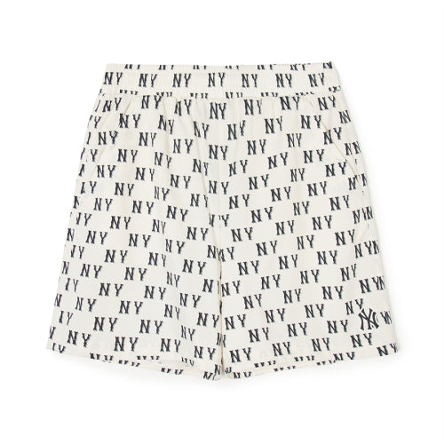 Classic Monogram Print 5/8 Woven Shorts NY (Cream)