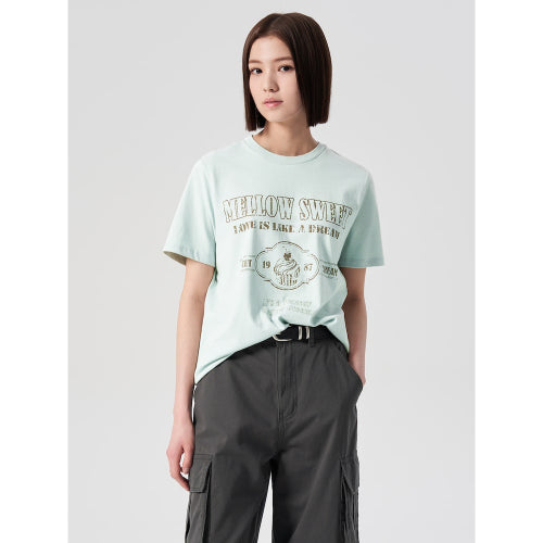 Cotton Graphic Short Sleeve T-Shirt Light Green (324342LY8L)