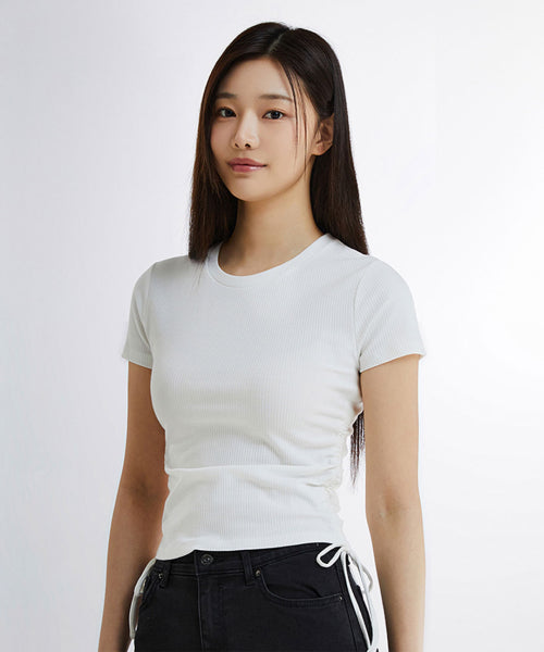 [Cottonspan] Shirring short sleeve T-shirt_SPRWE25G17