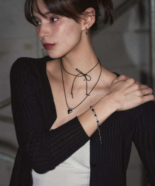 Two Way Choker Heart Necklace [SILVER]