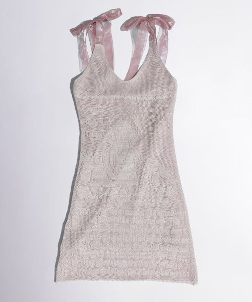 Silhouette Crochet Mini Dress Metallic Pink