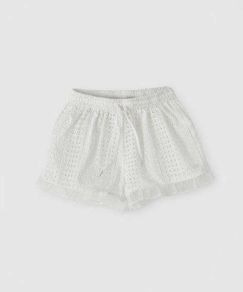 Frill Punching Shorts_Pure White