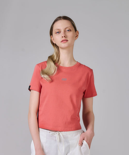 KZM Logo Crop Short Sleeve T-Shirt CORAL