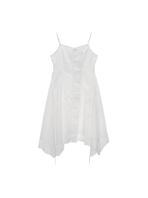 UNBALANCE LAYERED ZIP UP DRESS IN WHITE