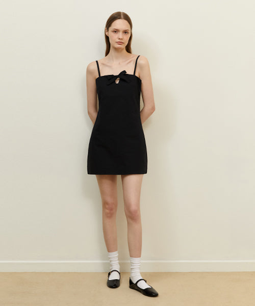 SIMPLE RIBBON MINI DRESS_BLACK
