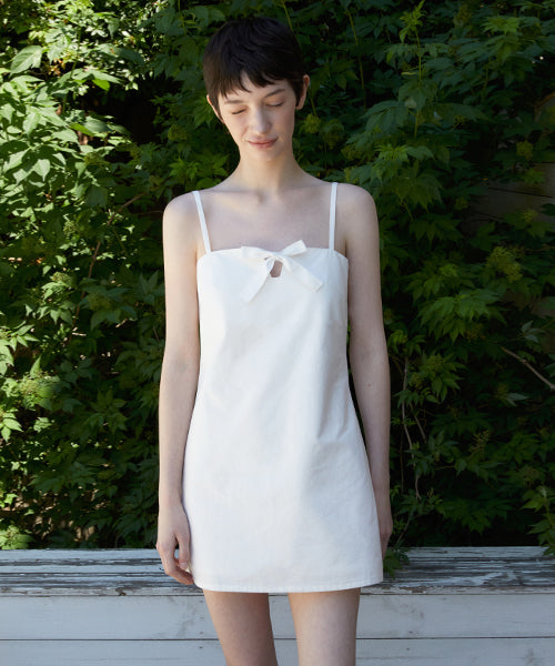 SIMPLE RIBBON MINI DRESS_WHITE