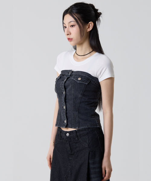 Denim Crop Tank Top Sand Blue