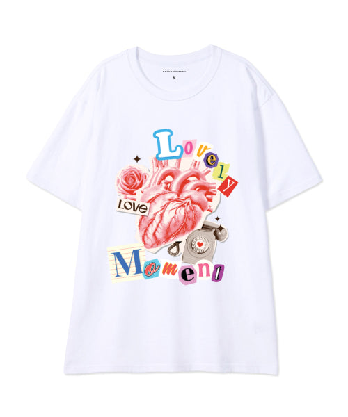 [COLLAGE]LOOSE FIT Round Neck Short Sleeve T-shirt_White
