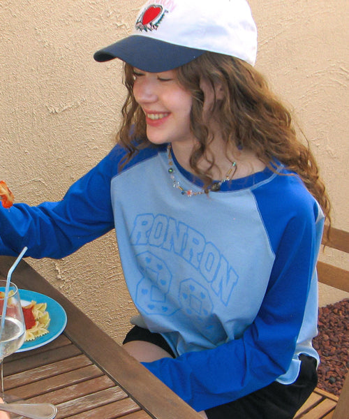 STITCH RAGLAN LONG SLEEVE SOFT BLUE