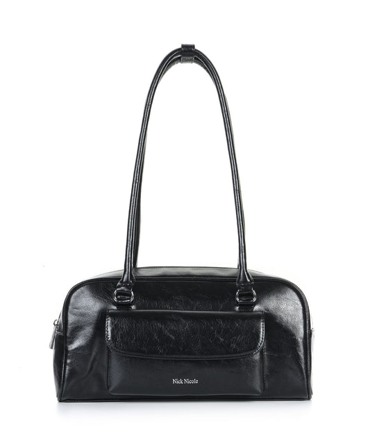 [Worn by Moon Ga-young] NICOLE POCKET LEATHER BAGUETTE BAG_BLACK