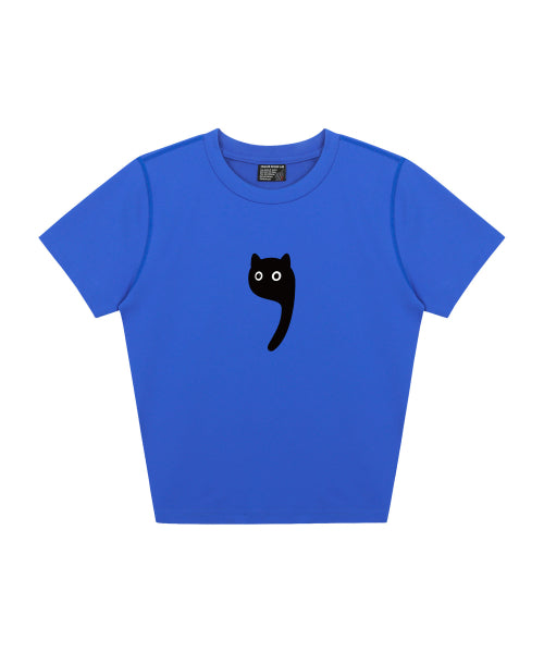 DW Restcat Crop Short Sleeve T-Shirt Blue