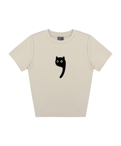 DW Restcat Crop Short Sleeve T-Shirt Beige