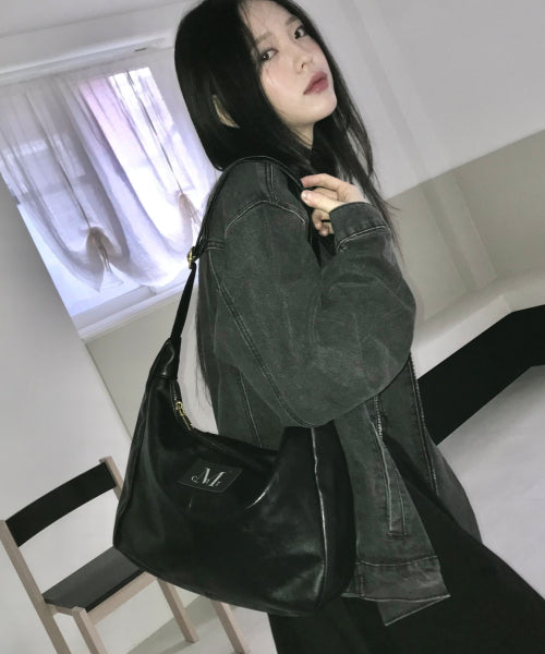 메린 골드 라인 레더 숄더백 남녀공용 (2컬러)