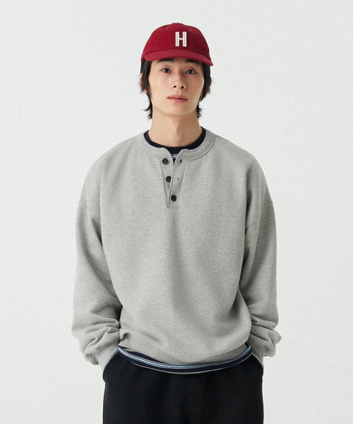 [M~4XL] 헨리넥 세미오버 맨투맨_멜란지 그레이