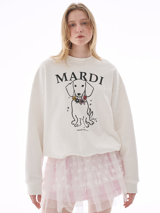 [EXCLUSIVE] SWEATSHIRT SWING THE TAIL DDANJI FLOWER NECKLACE MULTICOLOR_WHITE PINK