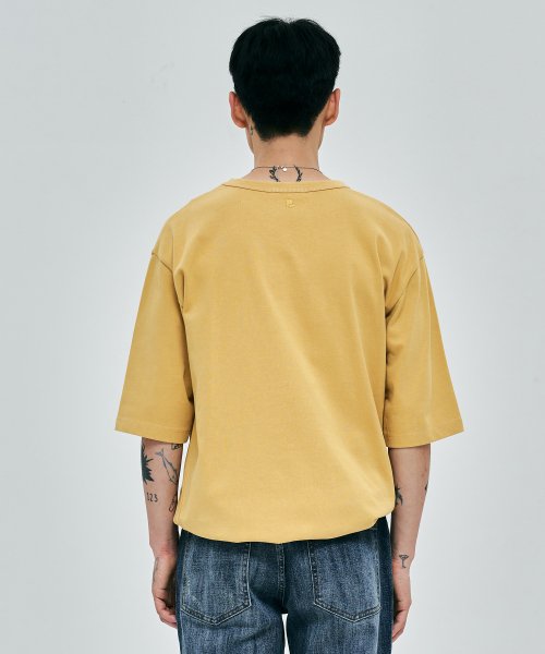 남성 로고 티셔츠 옐로우