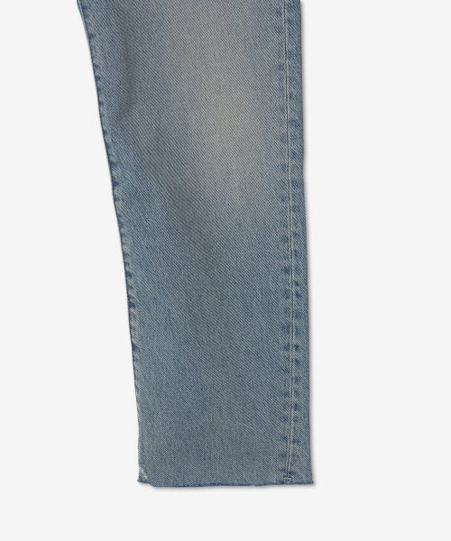 Distressed Twisted Seam Denim Pants - Light Blue / 213232741404
