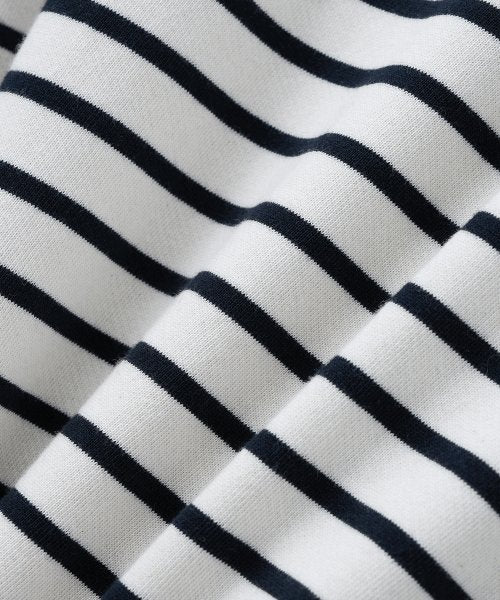 Striped Pullover Zip-Up Sweatshirt [Ivory]
