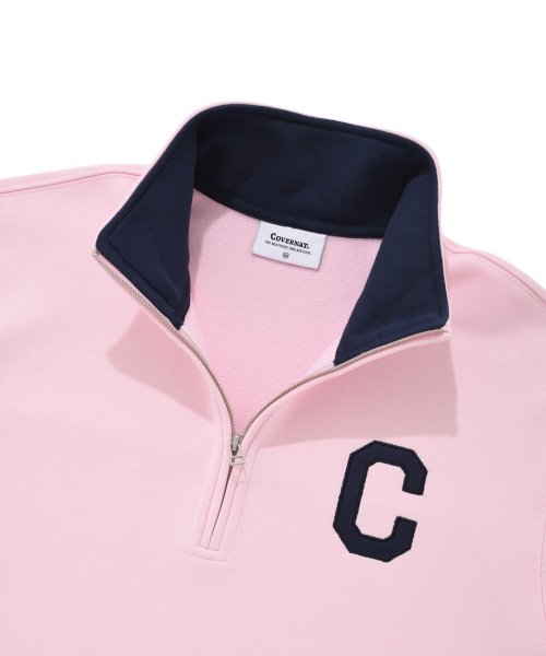 Women's C Logo Half Zip-up Man to Man Pink