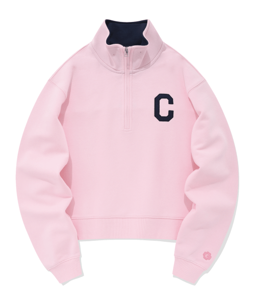 Women's C Logo Half Zip-up Man to Man Pink
