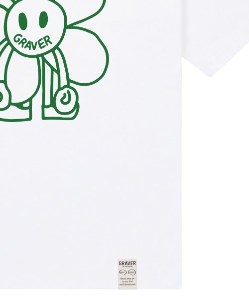 [UNISEX] Comics Line Flower Drawing Short Sleeve T-shirt_White