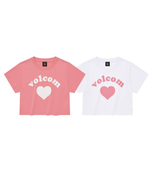 Heart Crop Short Sleeve T-Shirt (Light Pink)