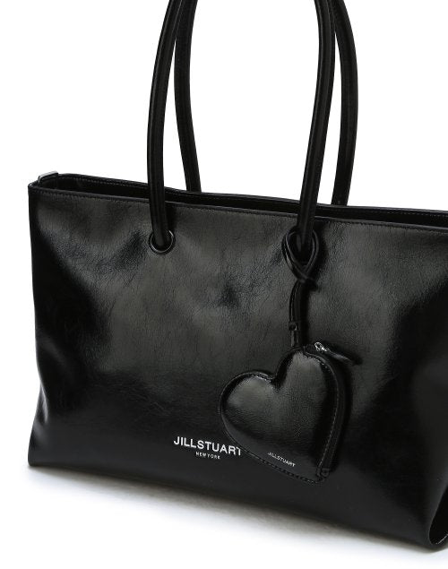[Jelly Bag] Black Glossy Leather Shoulder and Crossbody Bag (Storage for 15-inch Laptop)