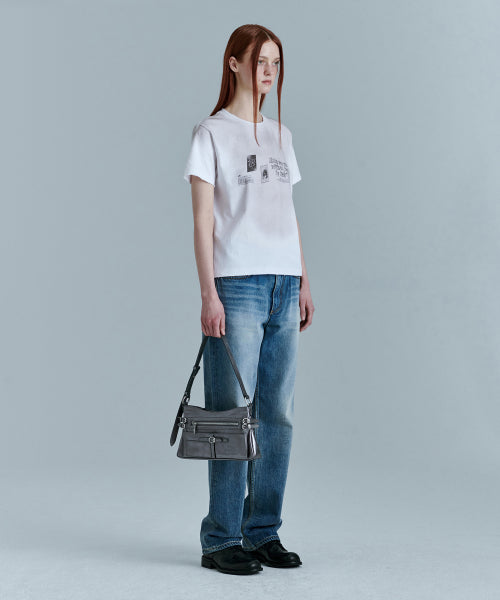 FLAT POCKET SHOULDER_metallic gray foiled plain
