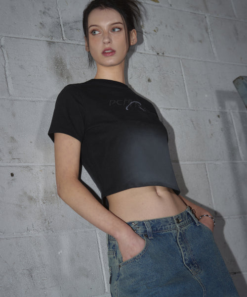Vintage Slim Crop Top [WASHED BLACK]