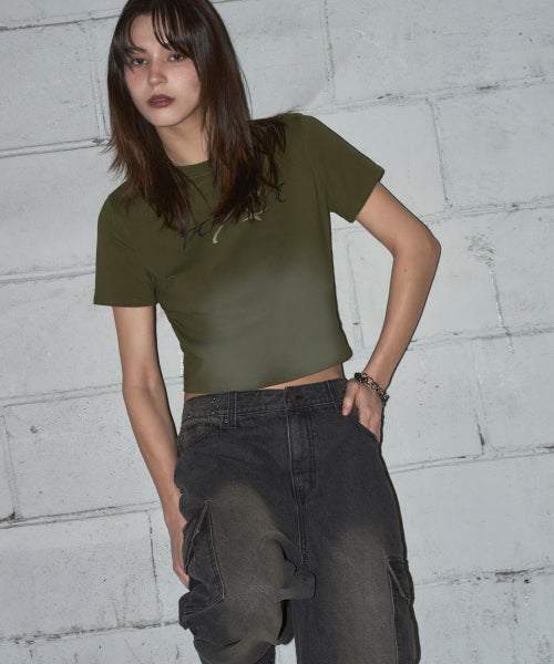 Vintage Slim Crop Top [WASHED BLACK]