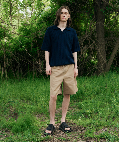 LATIS LEATHER SLIDE [BLACK]