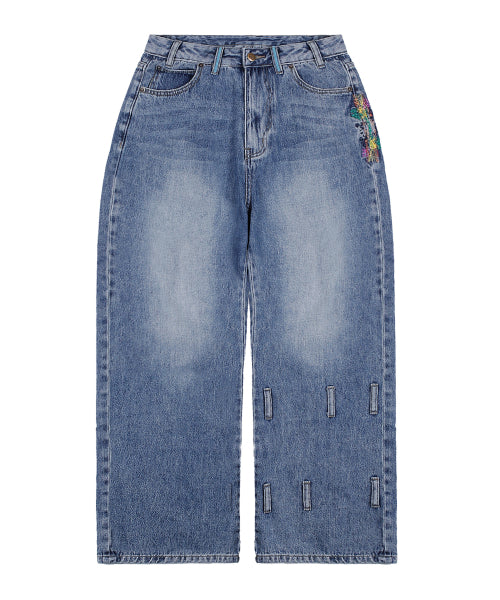 WXP005 Stitch Belt Loop Denim Pants (BLUE)