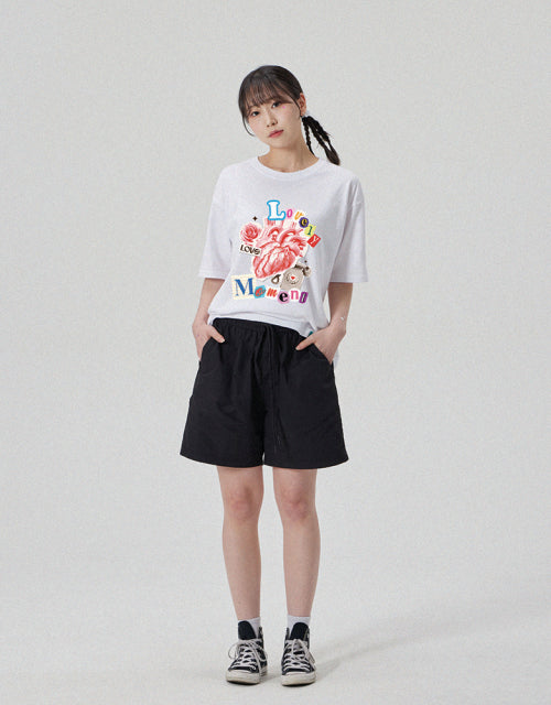 [COLLAGE]LOOSE FIT Round Neck Short Sleeve T-shirt_White