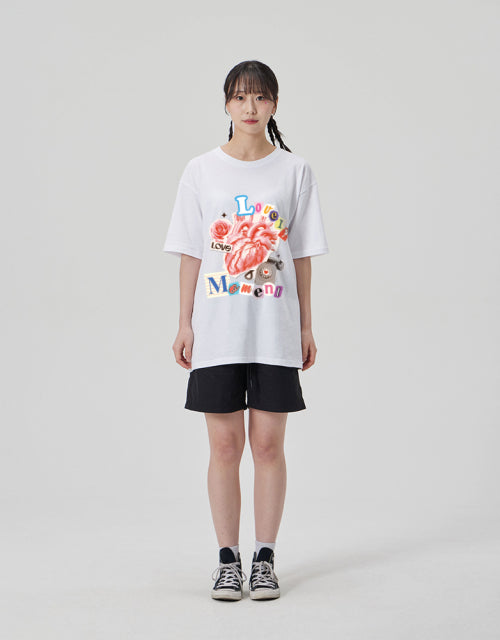 [COLLAGE]LOOSE FIT Round Neck Short Sleeve T-shirt_White