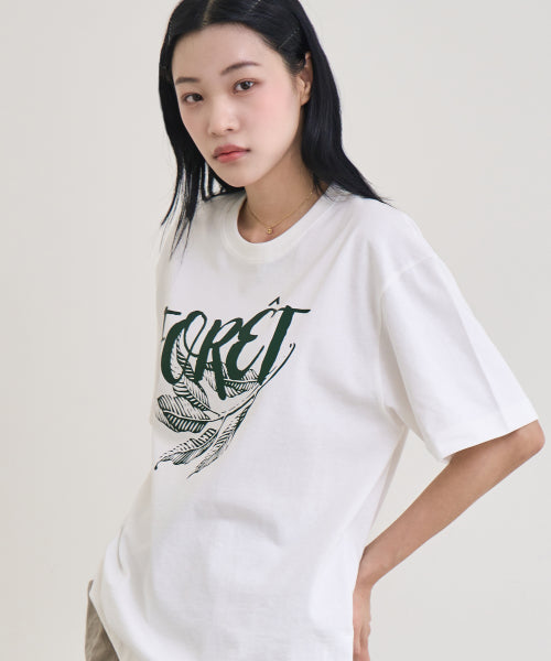 [UNISEX] Forest Graphic Short Sleeve T-Shirt (CREAM WHITE)
