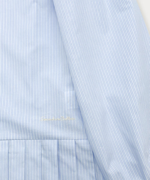 Stripe Pleats Mini Dress - Light Blue