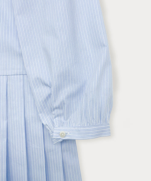 Stripe Pleats Mini Dress - Light Blue