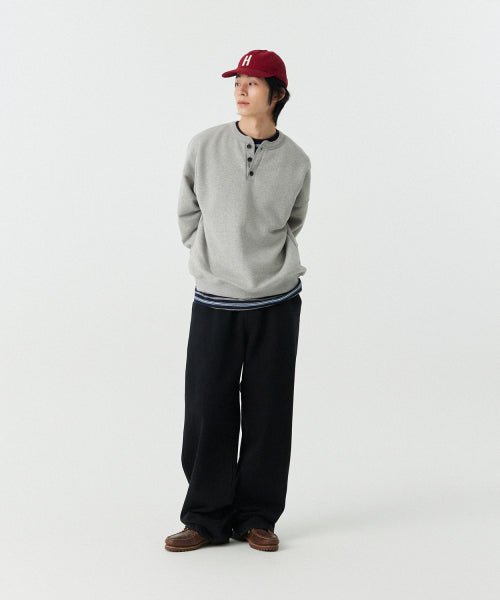 [M~4XL] 헨리넥 세미오버 맨투맨_멜란지 그레이