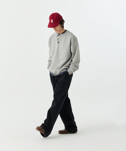 [M~4XL] 헨리넥 세미오버 맨투맨_멜란지 그레이